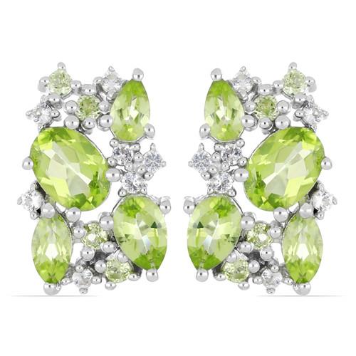 BUY NATURAL PERIDOT GEMSTONE CLASSIC EARRINGS IN STERLING SILVER